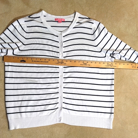 Women Within Black & White Stripe Cotton Cardigan Sweater| Size 1X - Picture 5 of 7